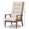 Baxton Studio Roxy Walnut wood and Beige Upholstered Button-Tufted High-Back Chair 133-7141 - alternate 6